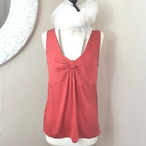 Ann Taylor Silk Twisted V-neck Burnt Orange Blouse